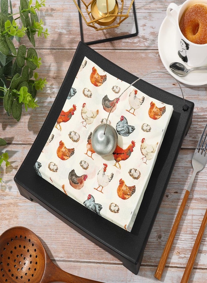 JarThenaAMCS مناديل ورقية من JarThenaAMCS، 100 قطعة، بألوان مائية، بتصميمات دجاج وديك، للاستخدام مرة واحدة، مناسبة للغداء والعشاء، ولتزيين طاولات الحفلات. - Image 3